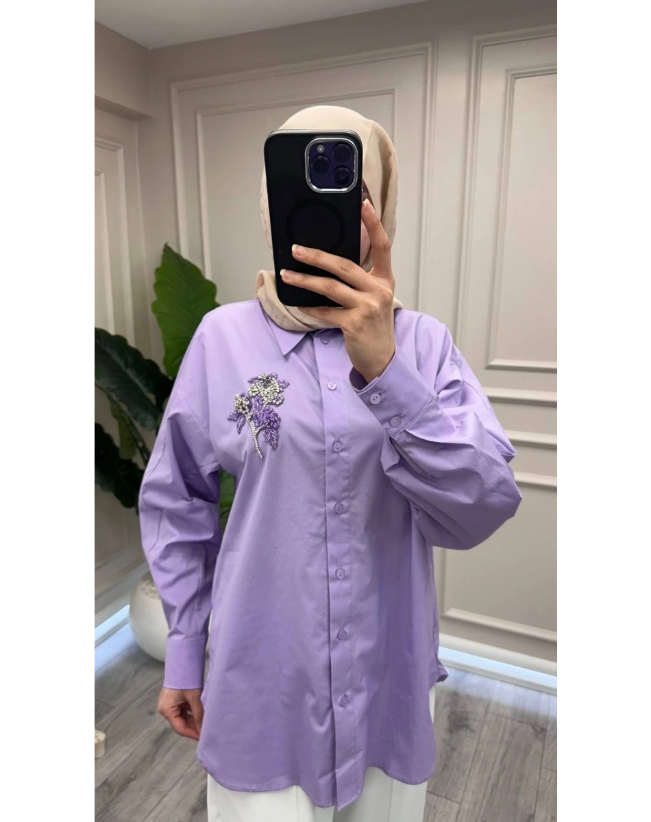 Exquise E26Y06208077 Lila Chevalier Gömlek