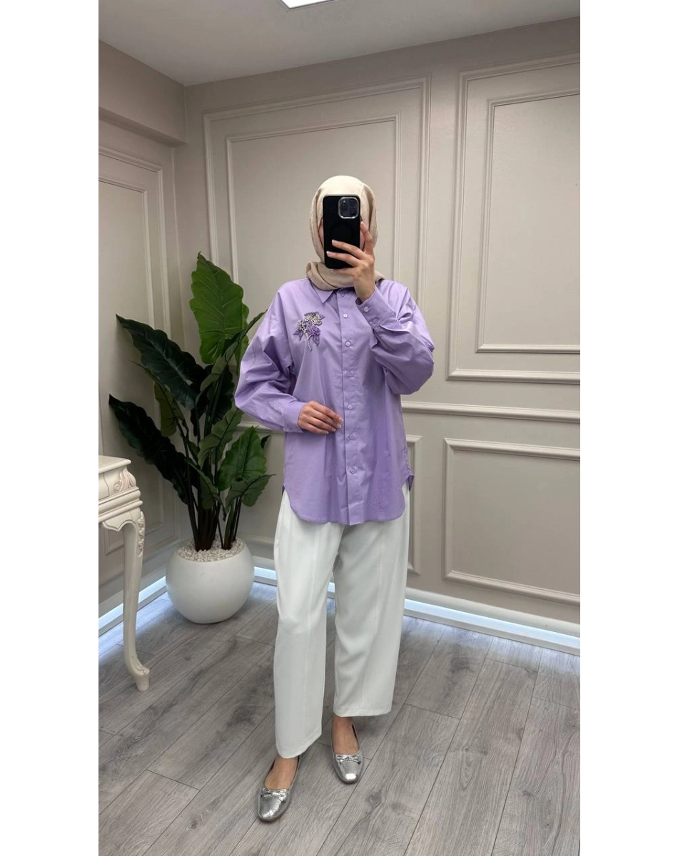 Exquise E26Y06208077 Lila Chevalier Gömlek