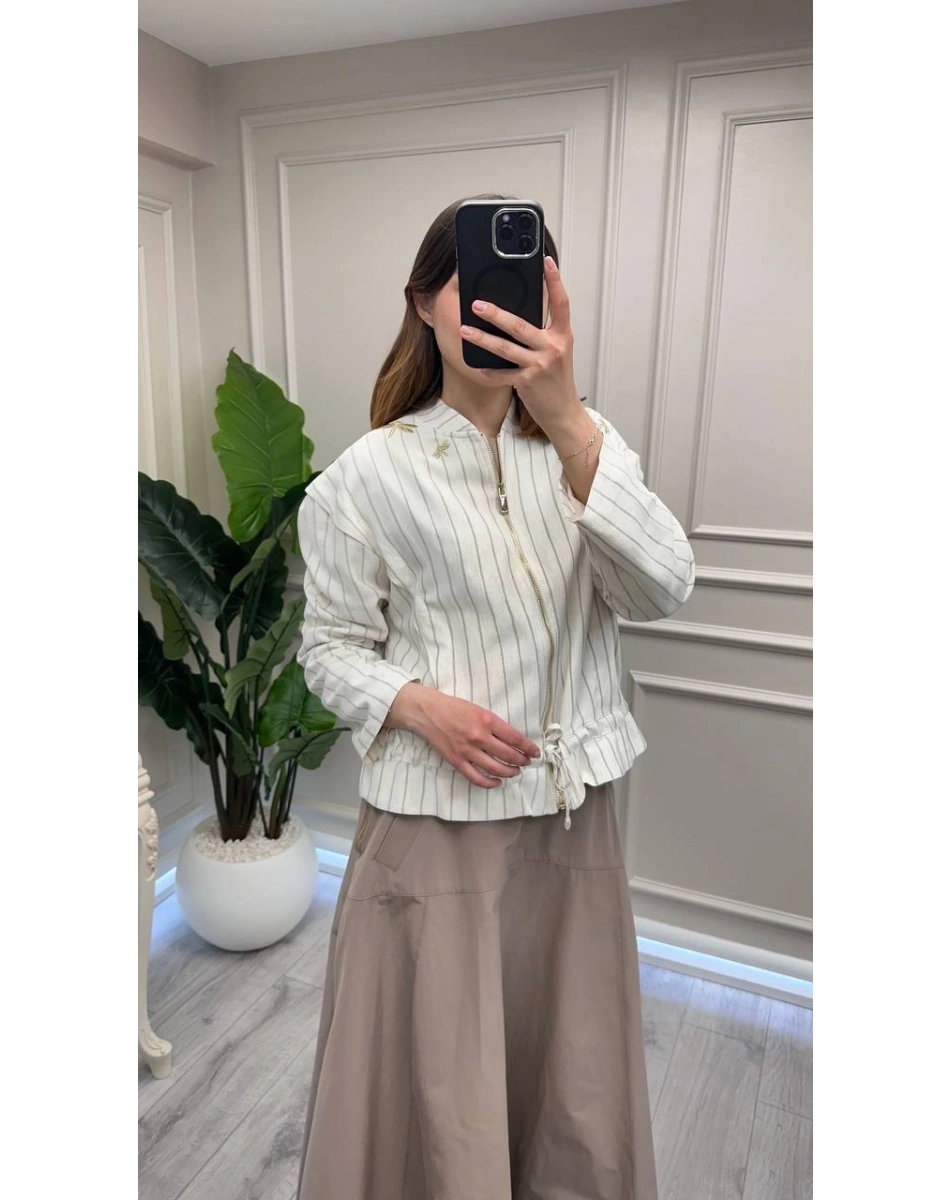 Venöve 26SSCEK0036 Çizgili Sebastian Ceket