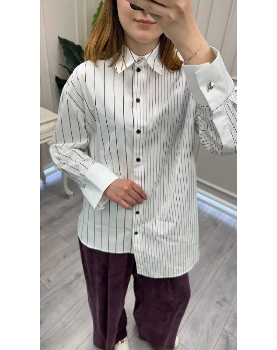 Venöve 26SSGOM0001 Çizgili Elsi Gömlek