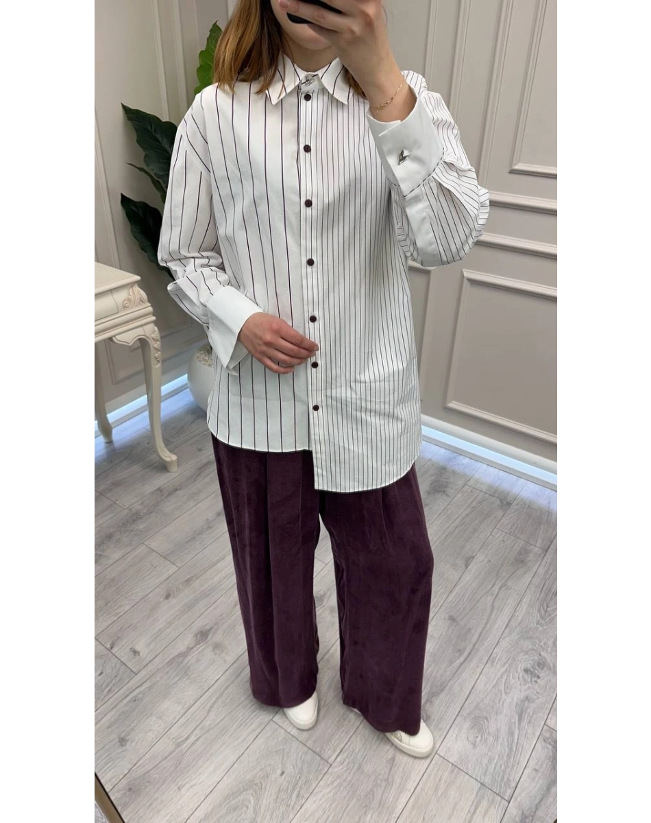 Venöve 26SSGOM0001 Çizgili Elsi Gömlek