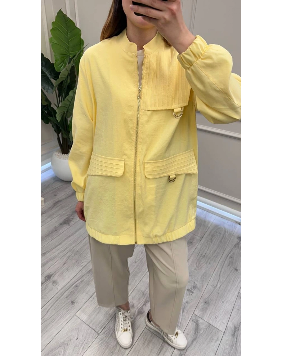 Nuss Triko 26Y6041 Sarı Nervür Detaylı Kap