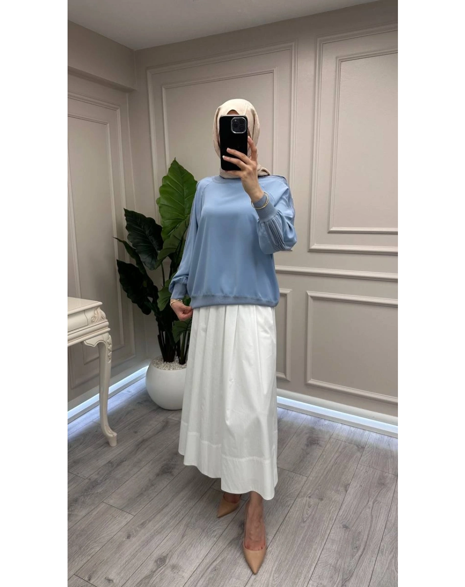 Ghisa 3630T4305 Mavi Kol Kısmı Detaylı Tunik