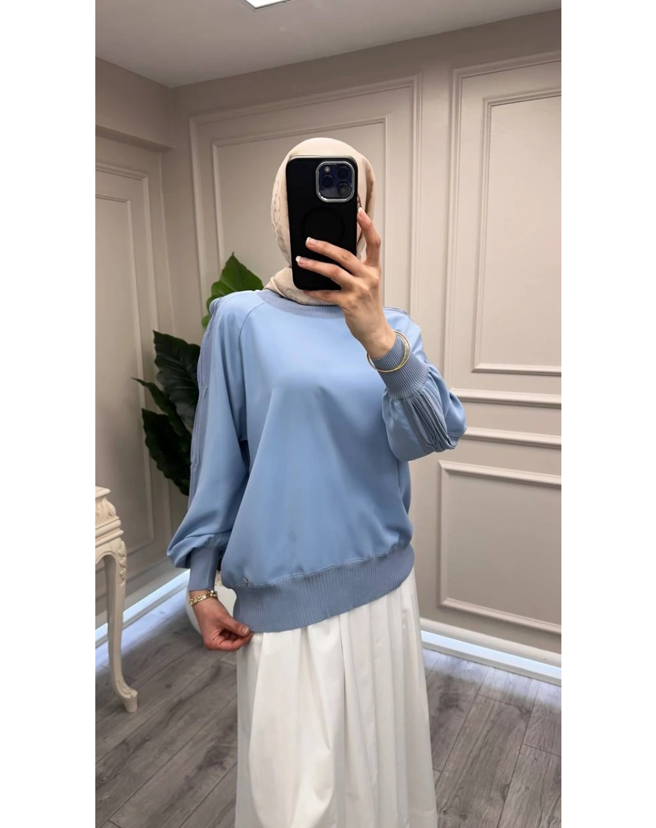 Ghisa 3630T4305 Mavi Kol Kısmı Detaylı Tunik