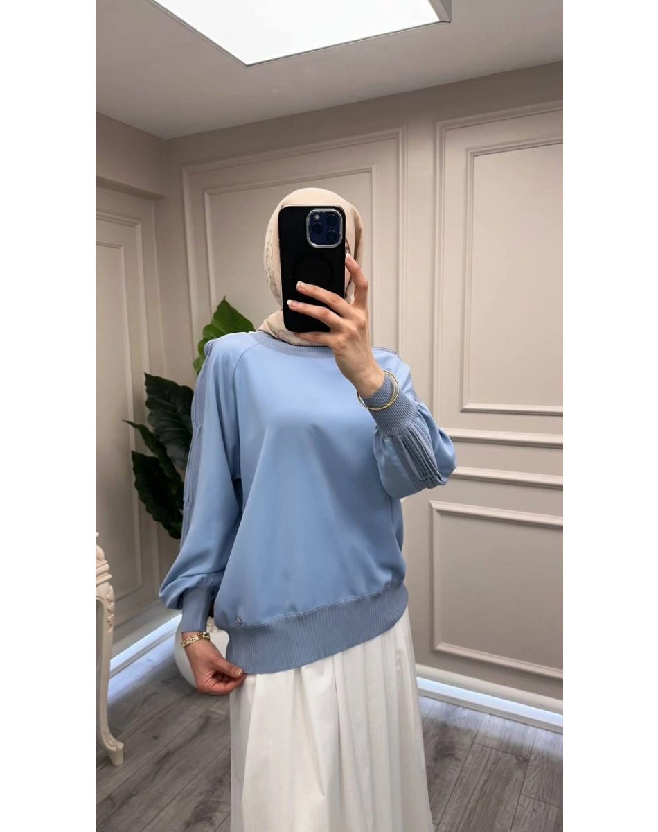 Ghisa 3630T4305 Mavi Kol Kısmı Detaylı Tunik