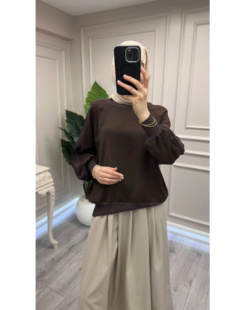 Ghisa 3630T4305 Kahve Kol Kısmı Detaylı Tunik