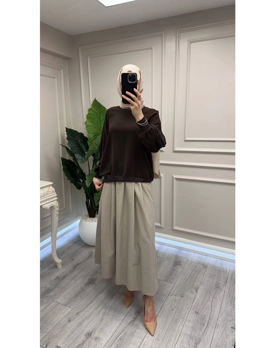 Ghisa 3630T4305 Kahve Kol Kısmı Detaylı Tunik