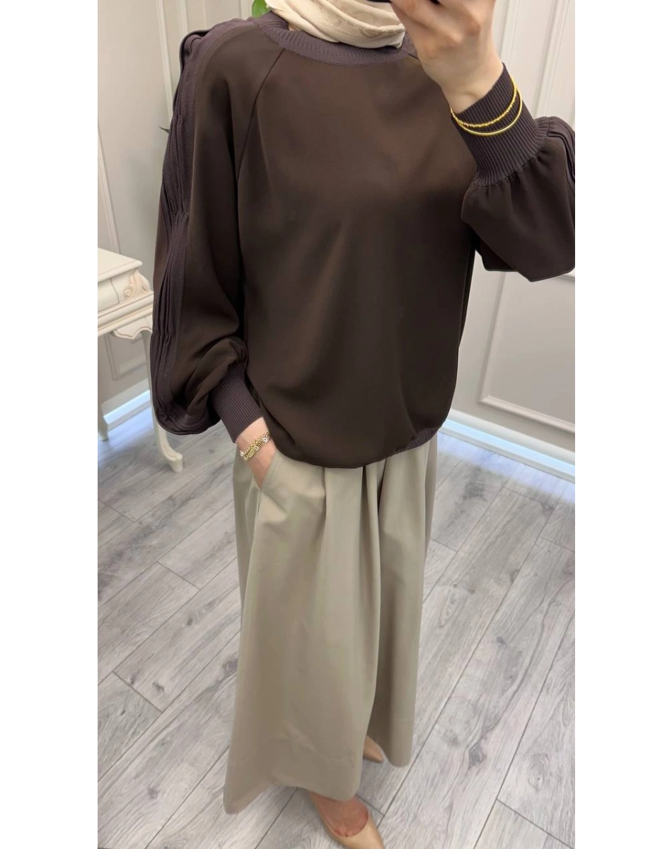 Ghisa 3630T4305 Kahve Kol Kısmı Detaylı Tunik