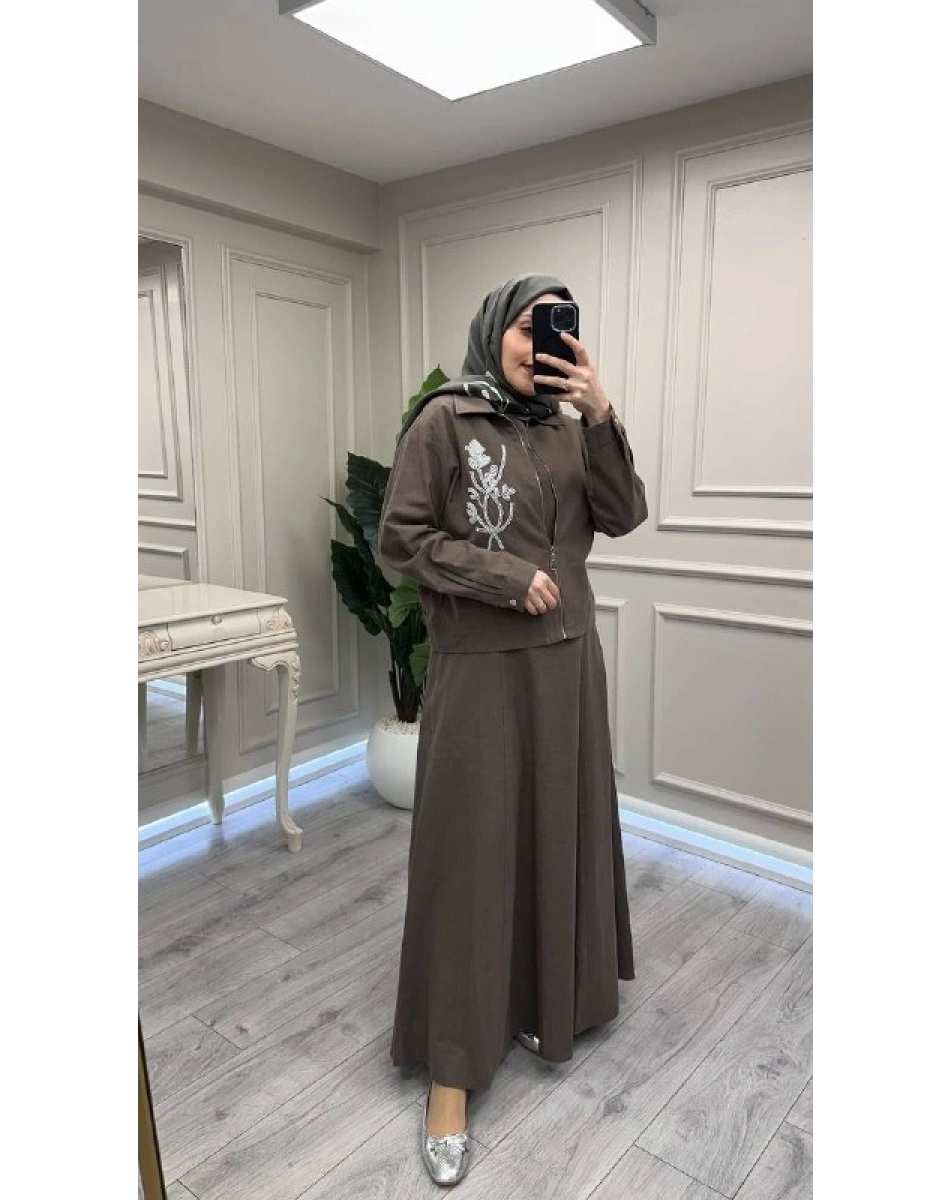 Wennora 1025 Kahve İkili Elbise