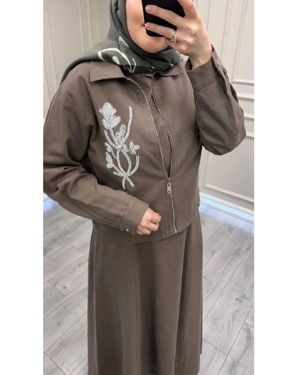 Wennora 1025 Kahve İkili Elbise