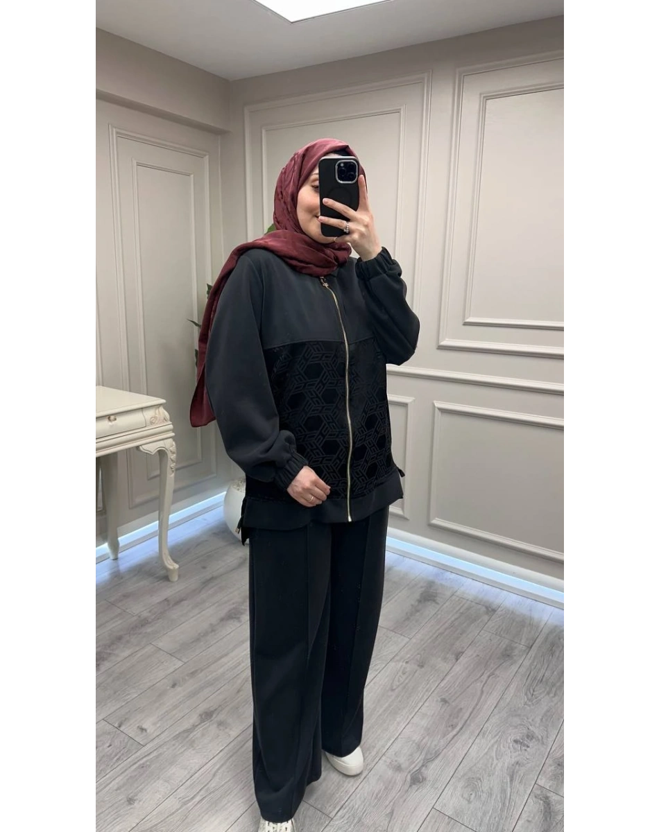 Nuss Triko 26Y1048 Siyah İkili Takım