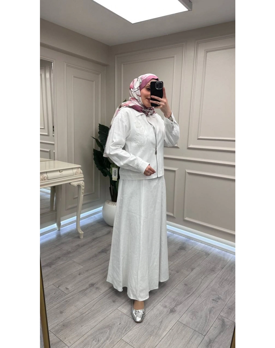 Wennora 1025 Beyaz İkili Elbise