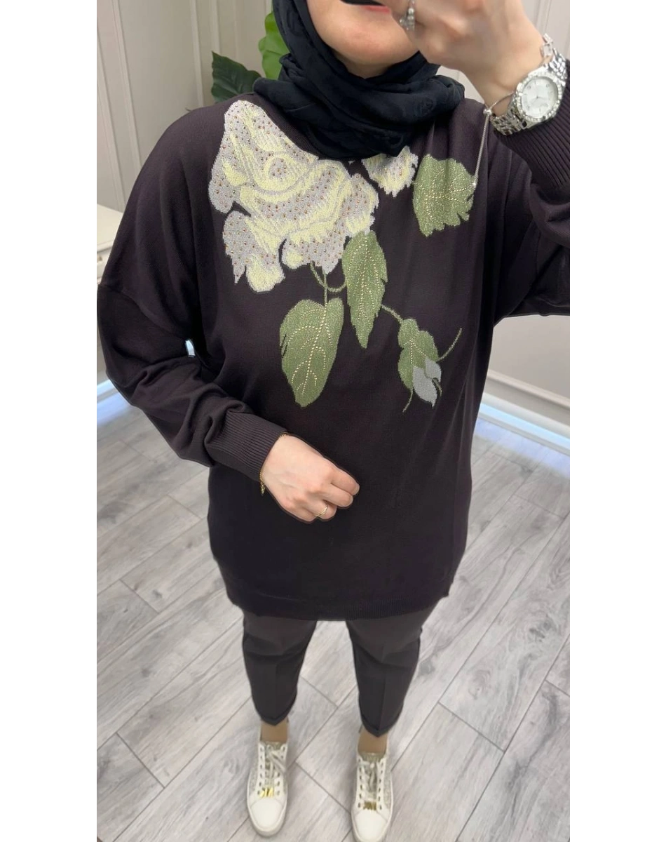 Ghisa 3651T4415 Kahve Yakası Detaylı Tunik