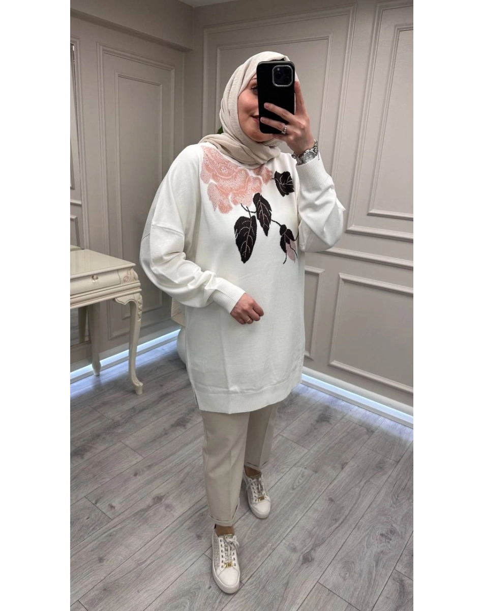 Ghisa 3651T4415 Taş Yakası Detaylı Tunik