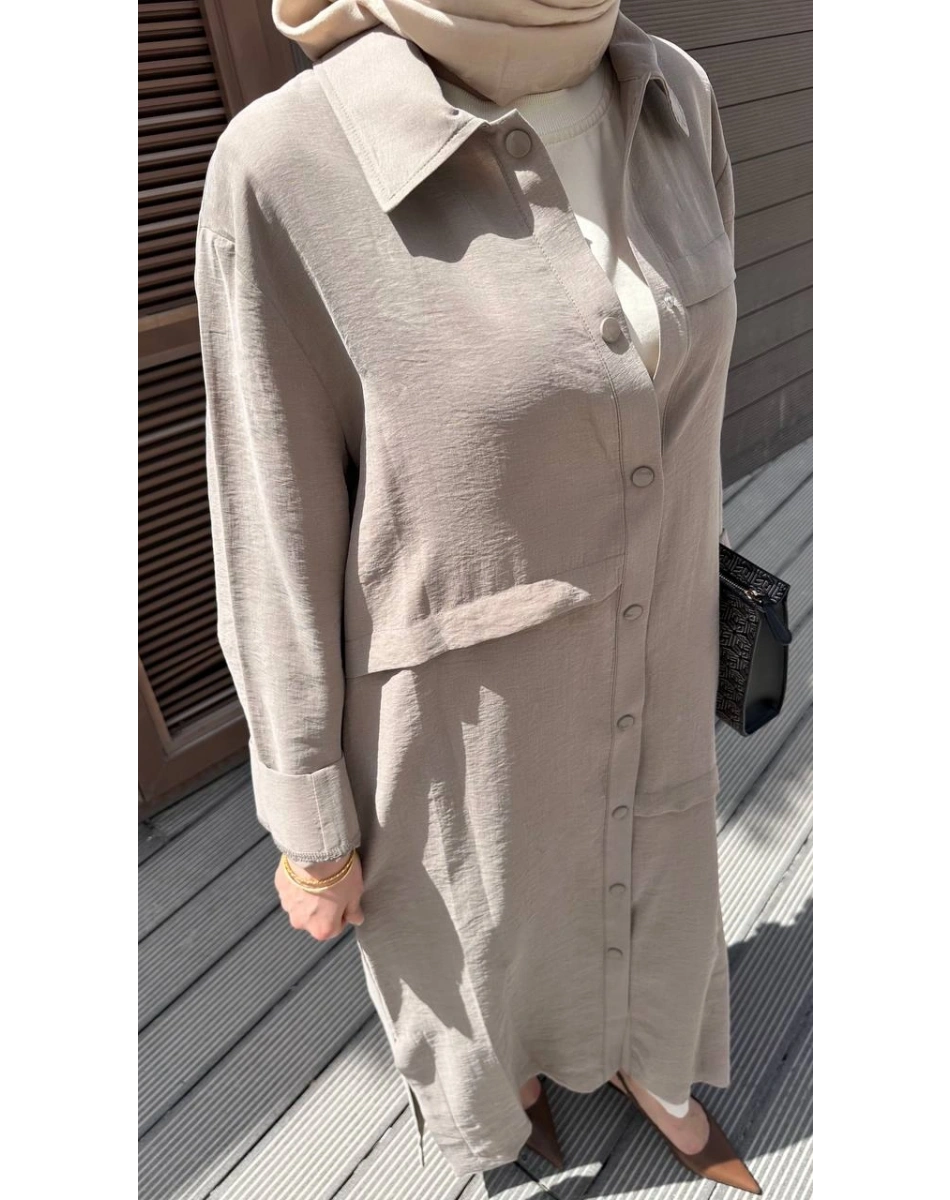 Nuss Triko 26Y6036 Bej Önü Çıtçıtlı Kap