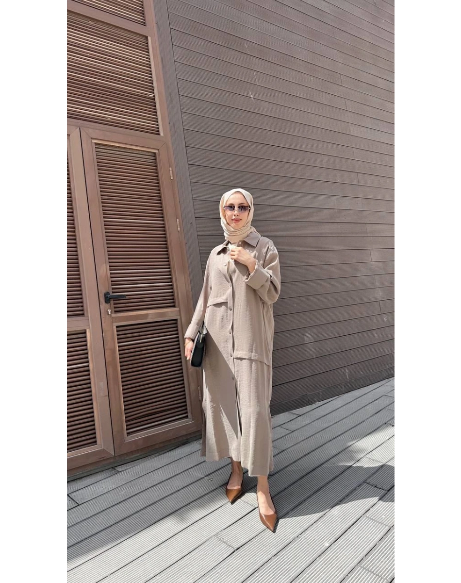 Nuss Triko 26Y6036 Bej Önü Çıtçıtlı Kap