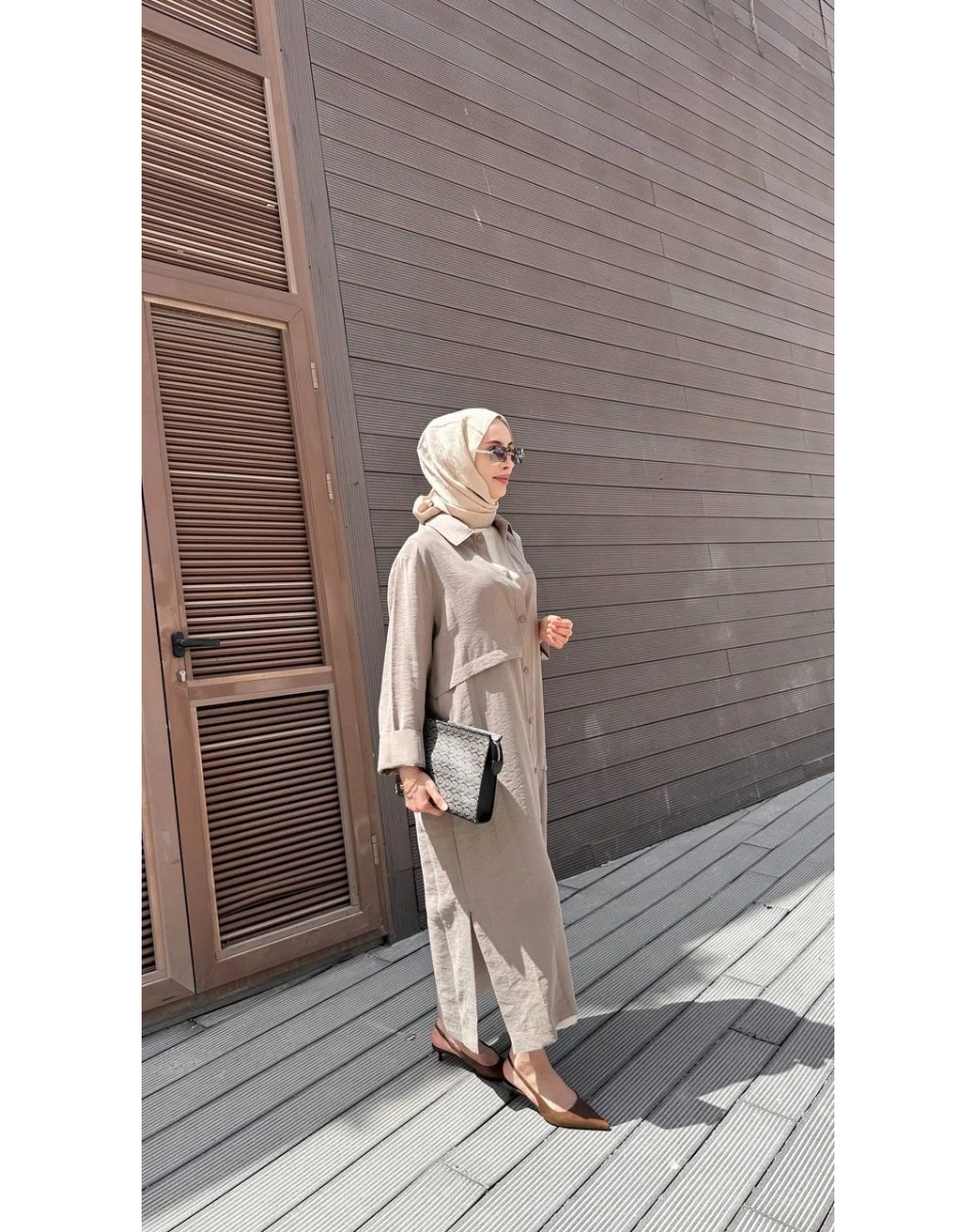 Nuss Triko 26Y6036 Bej Önü Çıtçıtlı Kap