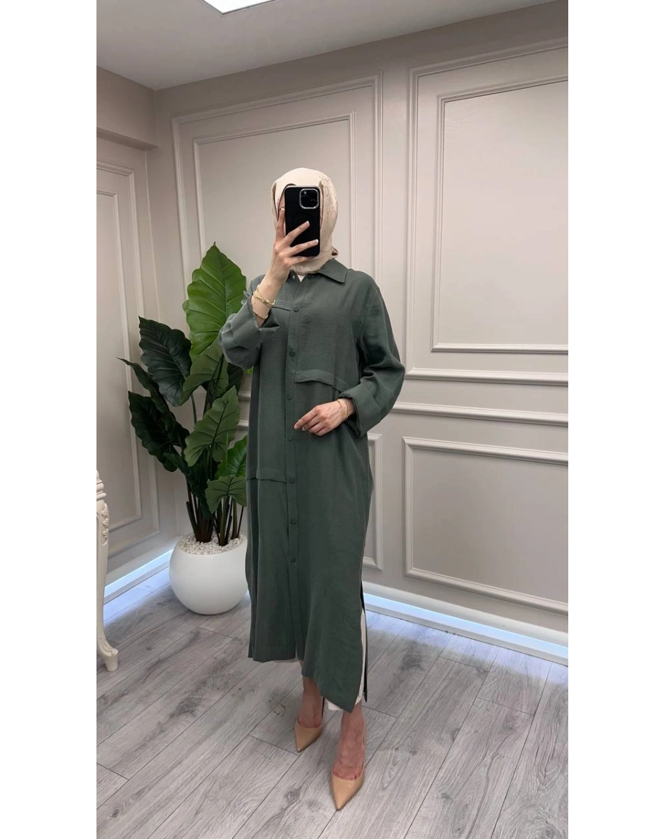 Nuss Triko 26Y6036 Zümrüt Önü Çıtçıtlı Kap