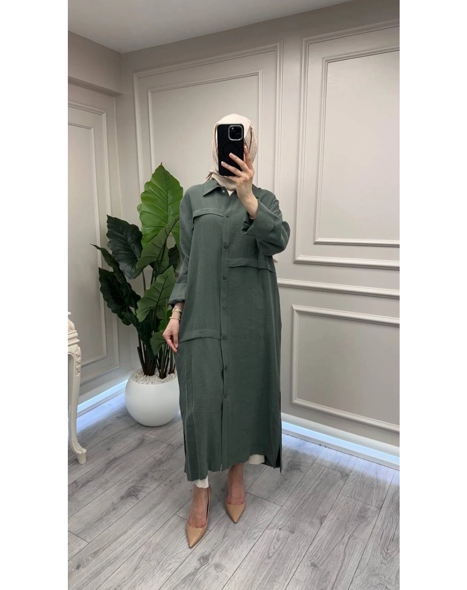 Nuss Triko 26Y6036 Zümrüt Önü Çıtçıtlı Kap