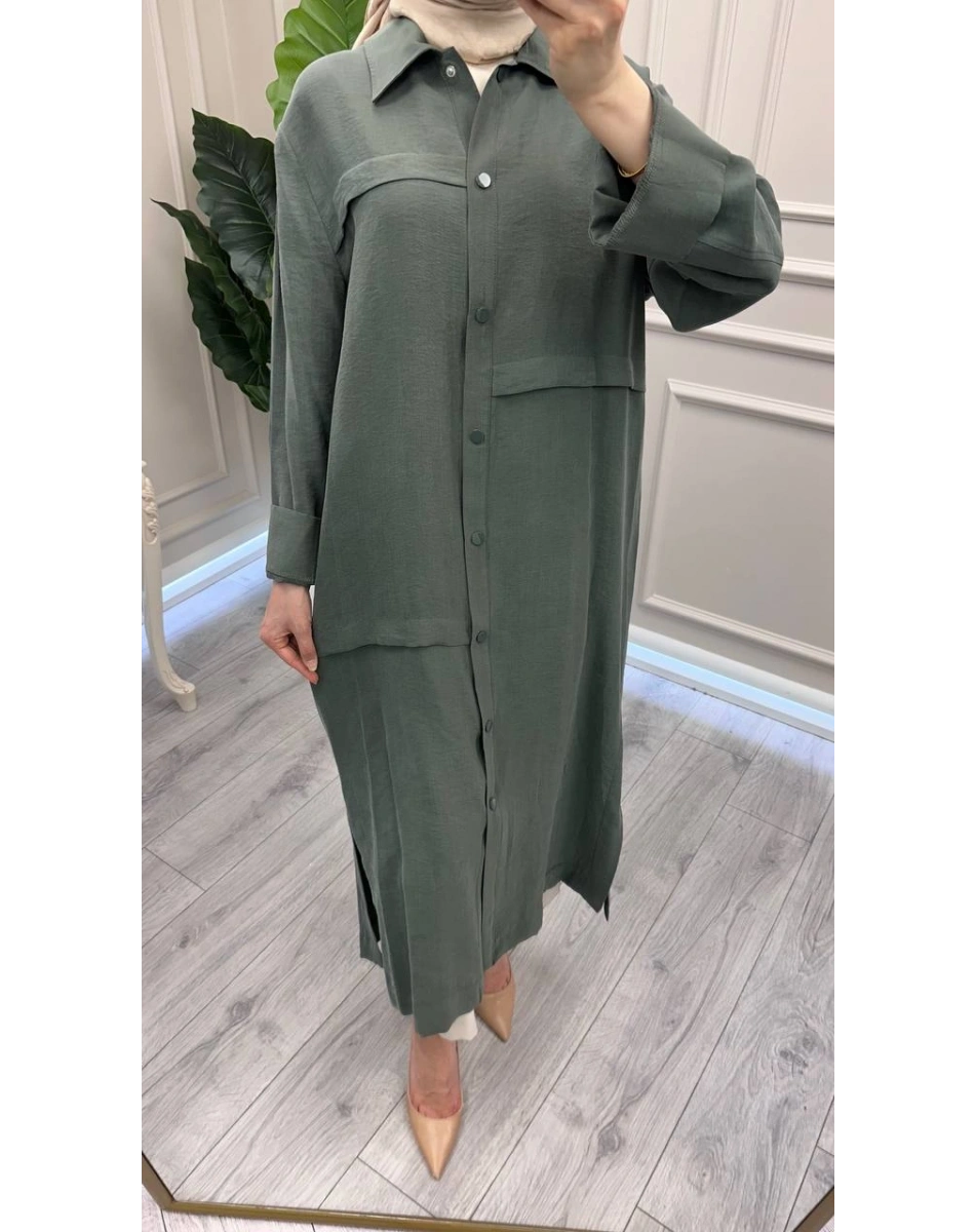 Nuss Triko 26Y6036 Zümrüt Önü Çıtçıtlı Kap