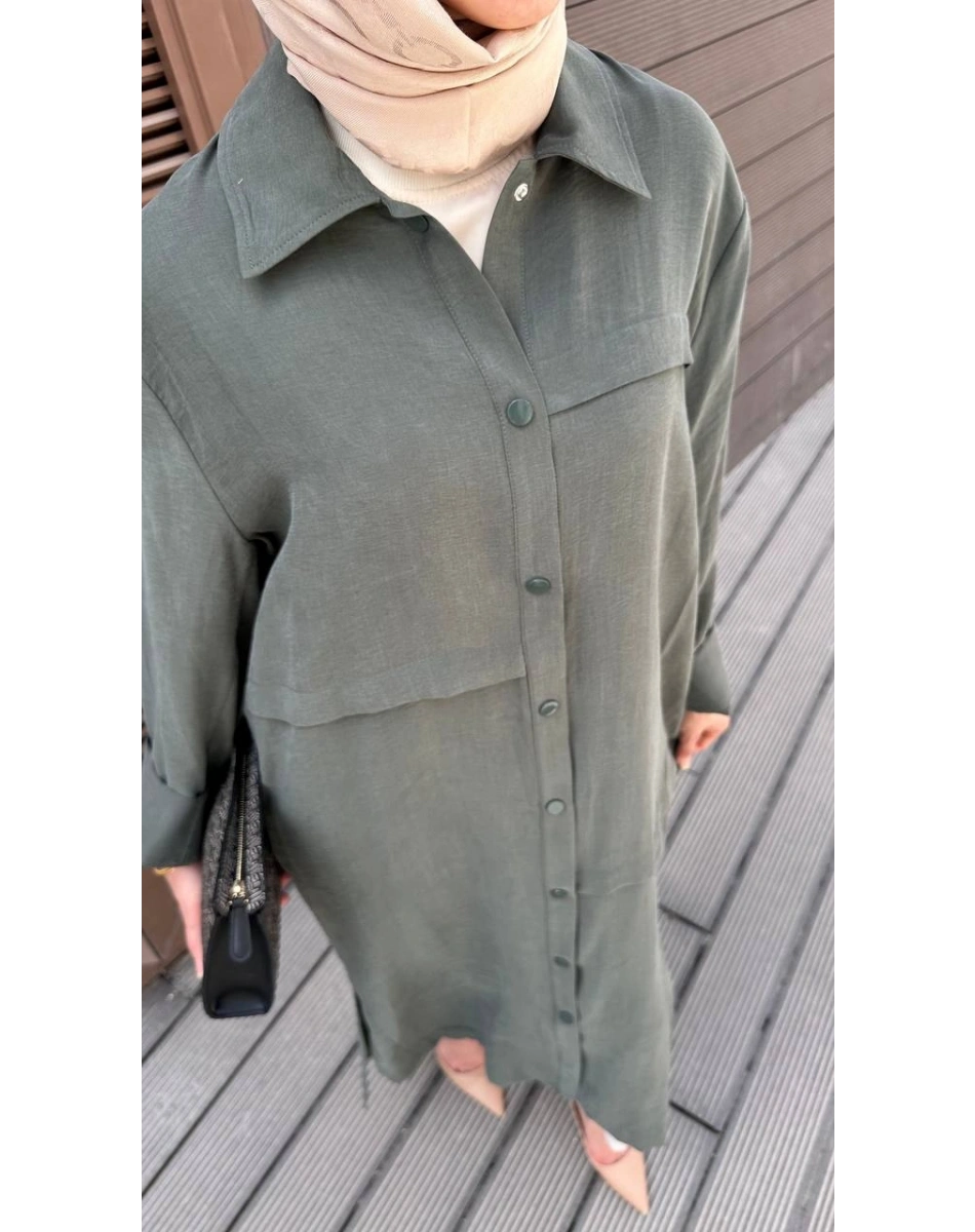 Nuss Triko 26Y6036 Zümrüt Önü Çıtçıtlı Kap