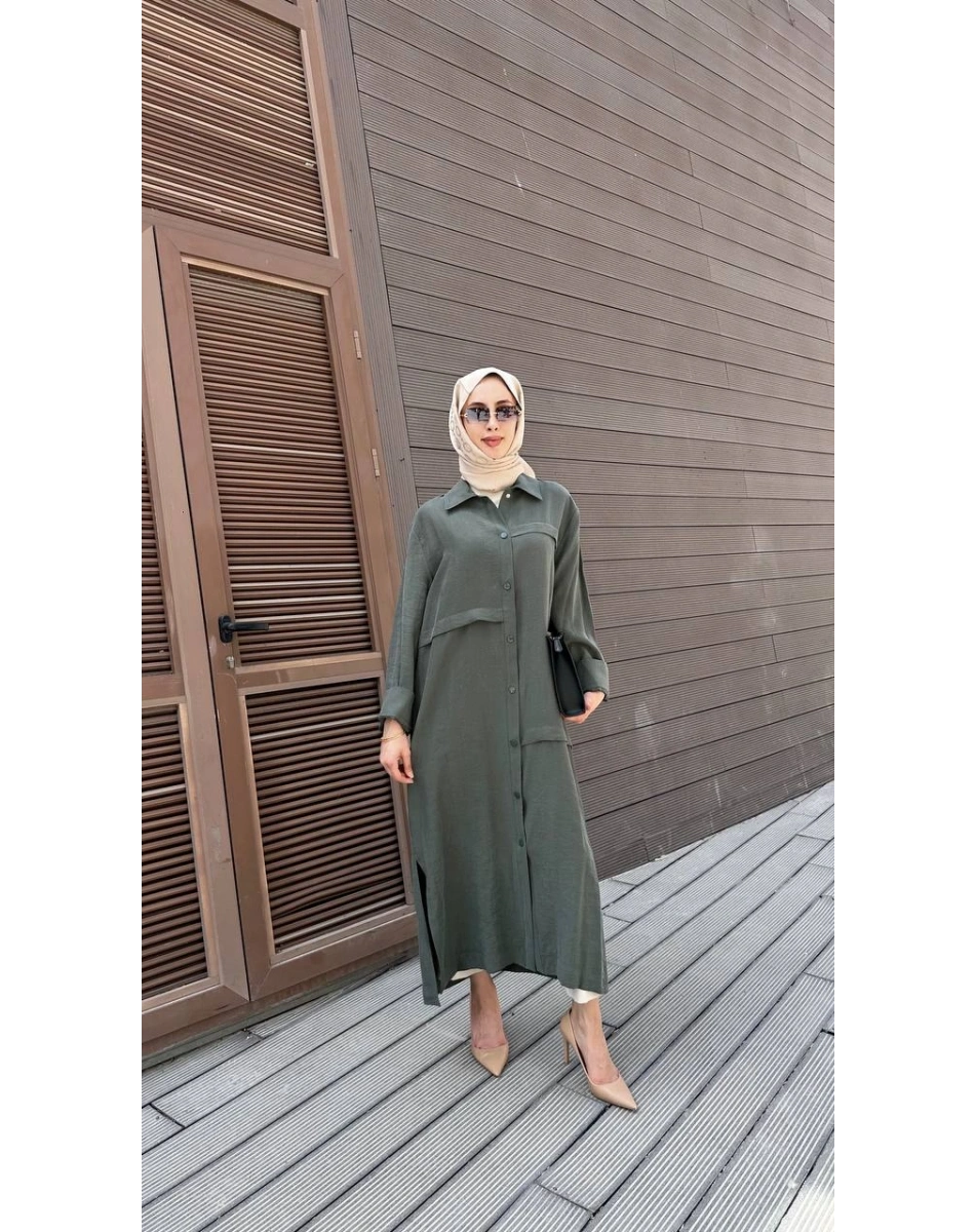 Nuss Triko 26Y6036 Zümrüt Önü Çıtçıtlı Kap