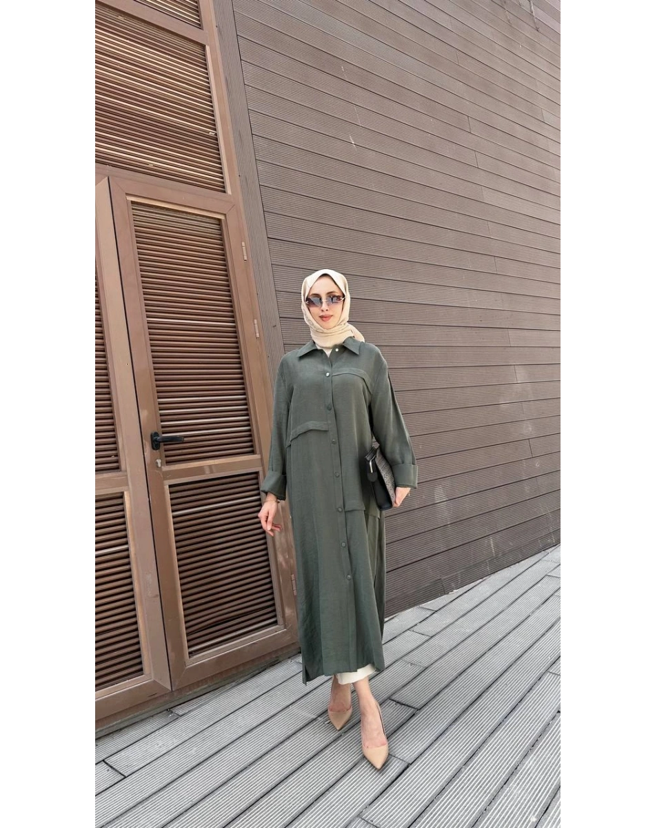 Nuss Triko 26Y6036 Zümrüt Önü Çıtçıtlı Kap