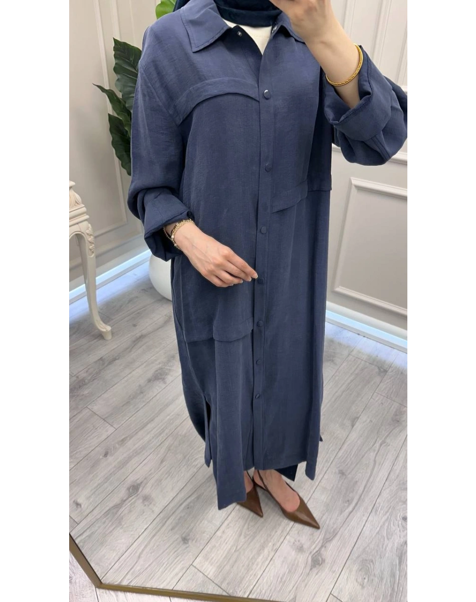 Nuss Triko 26Y6036 İndigo Önü Çıtçıtlı Kap