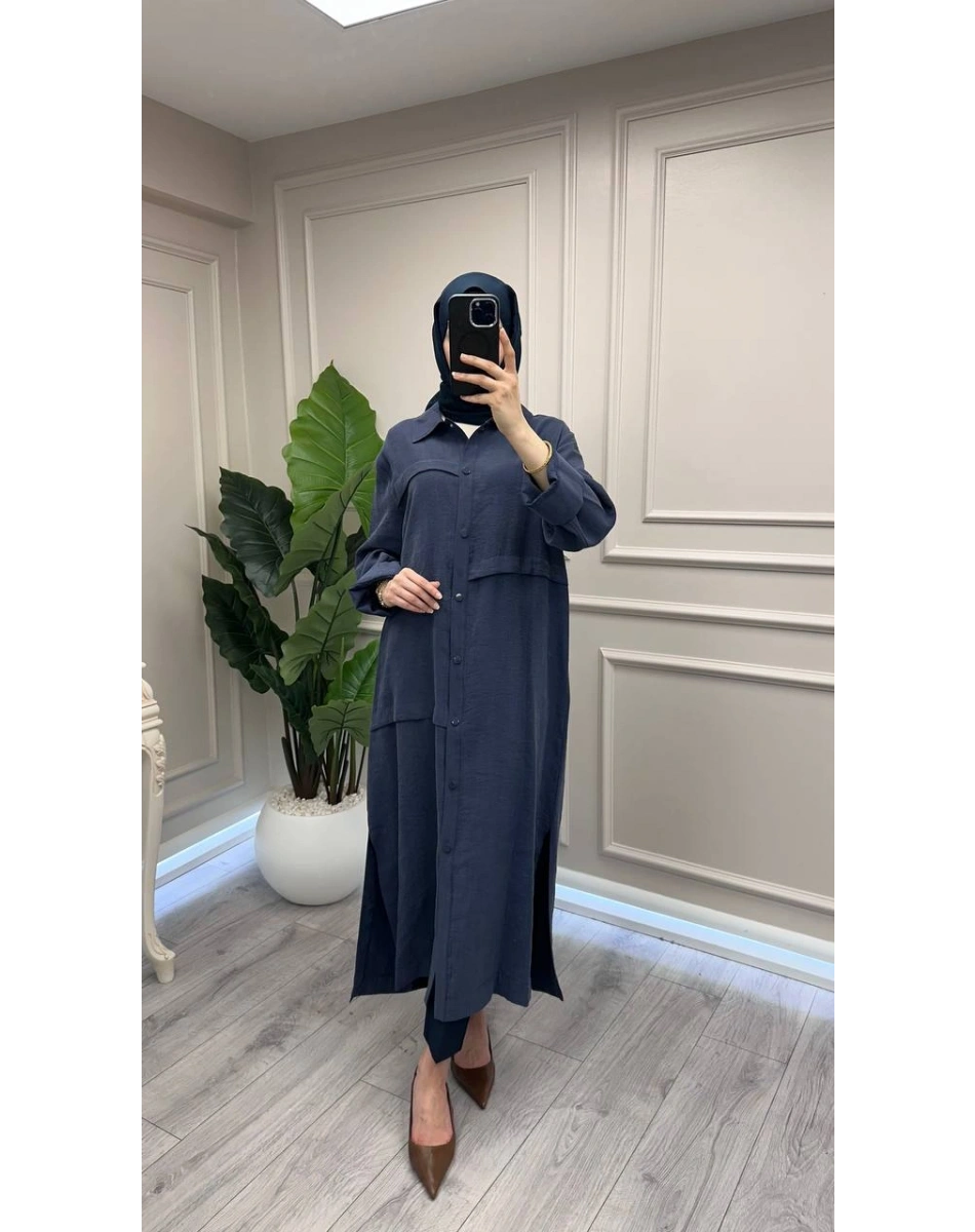 Nuss Triko 26Y6036 İndigo Önü Çıtçıtlı Kap