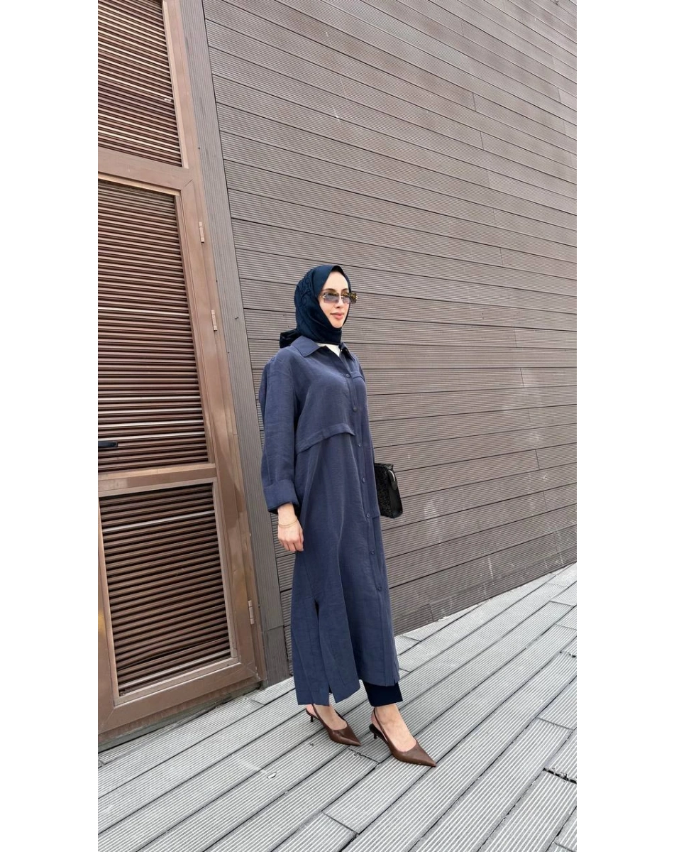 Nuss Triko 26Y6036 İndigo Önü Çıtçıtlı Kap