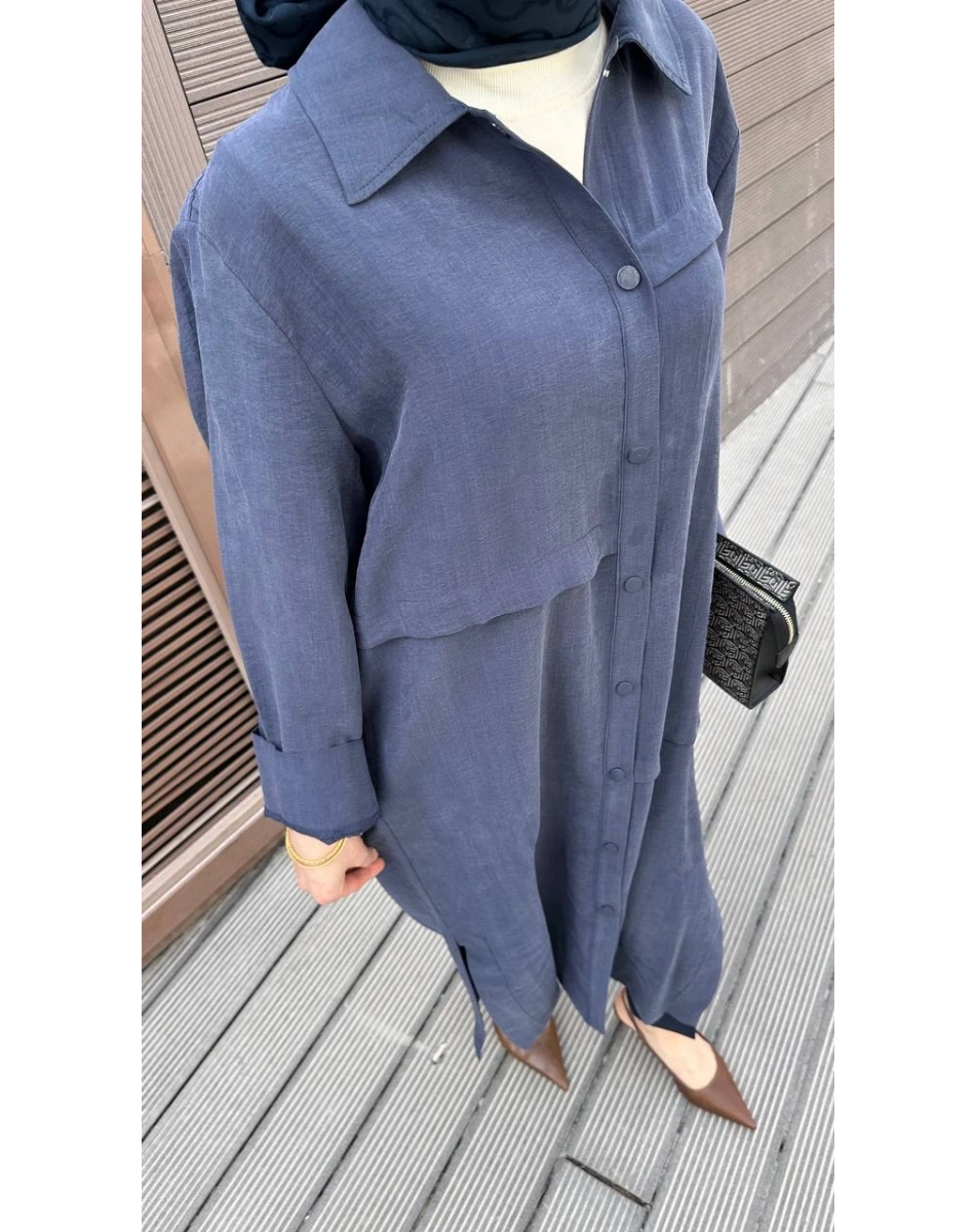 Nuss Triko 26Y6036 İndigo Önü Çıtçıtlı Kap