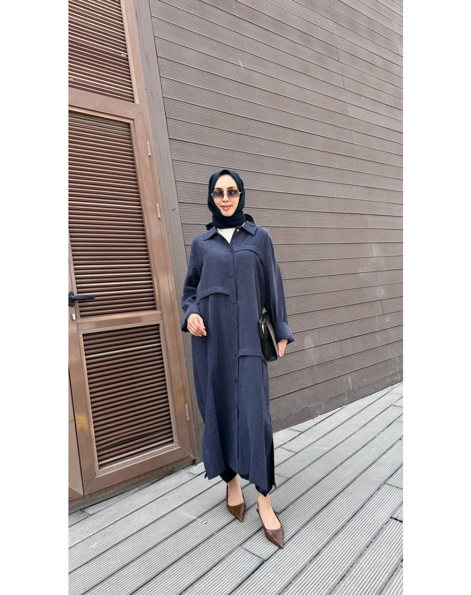 Nuss Triko 26Y6036 İndigo Önü Çıtçıtlı Kap