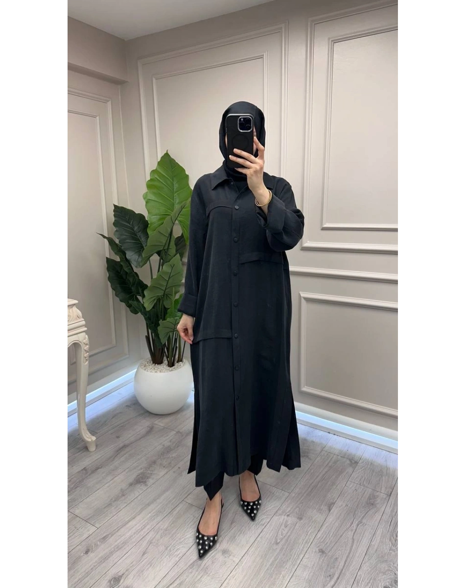 Nuss Triko 26Y6036 Siyah Önü Çıtçıtlı Kap