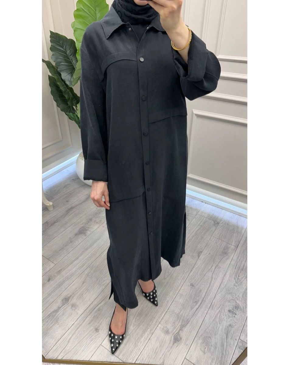 Nuss Triko 26Y6036 Siyah Önü Çıtçıtlı Kap