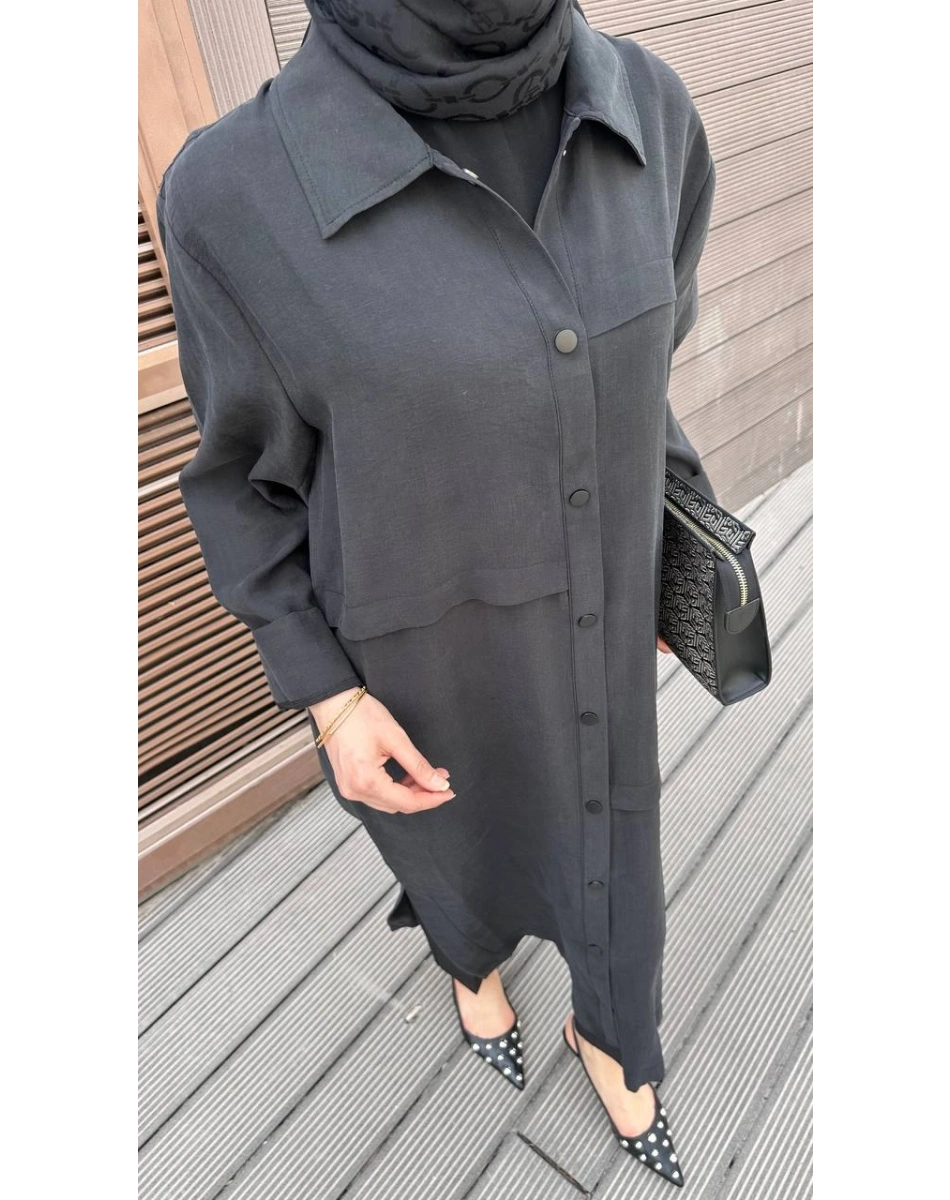 Nuss Triko 26Y6036 Siyah Önü Çıtçıtlı Kap