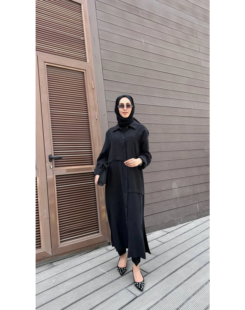 Nuss Triko 26Y6036 Siyah Önü Çıtçıtlı Kap