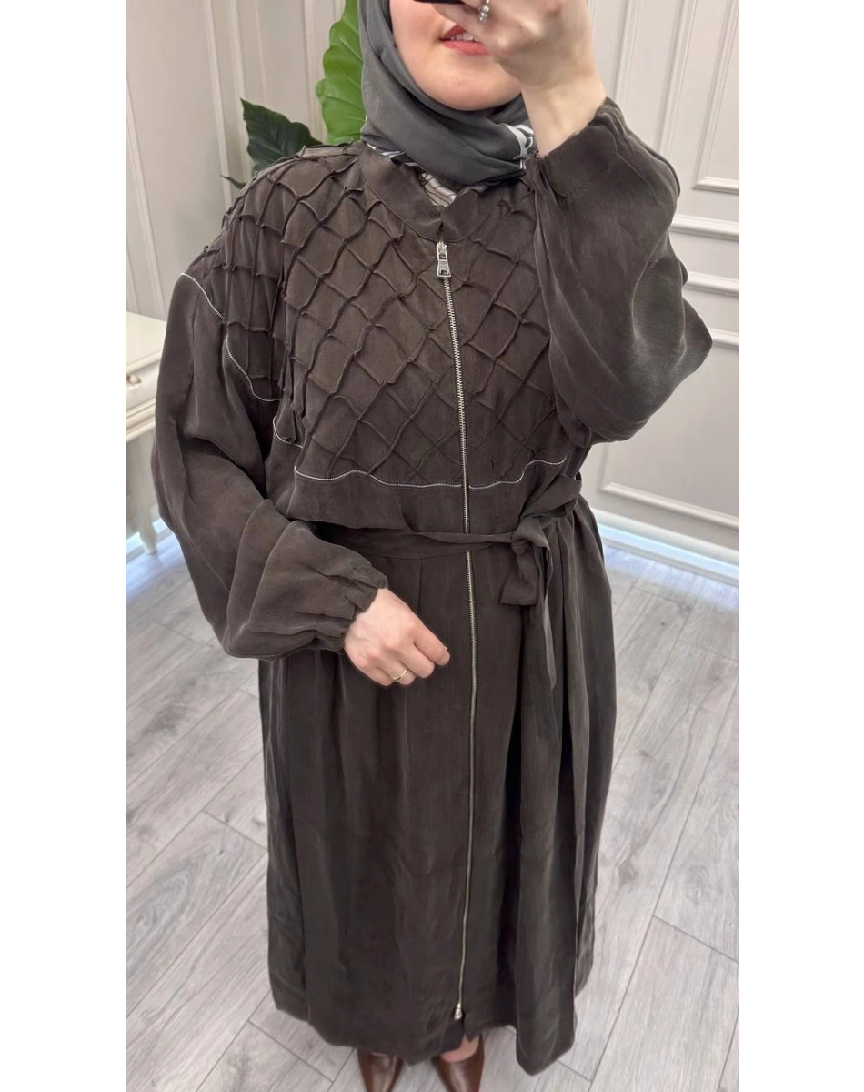 Misswhence 39505 Kahverengi Nervür Detaylı Kap