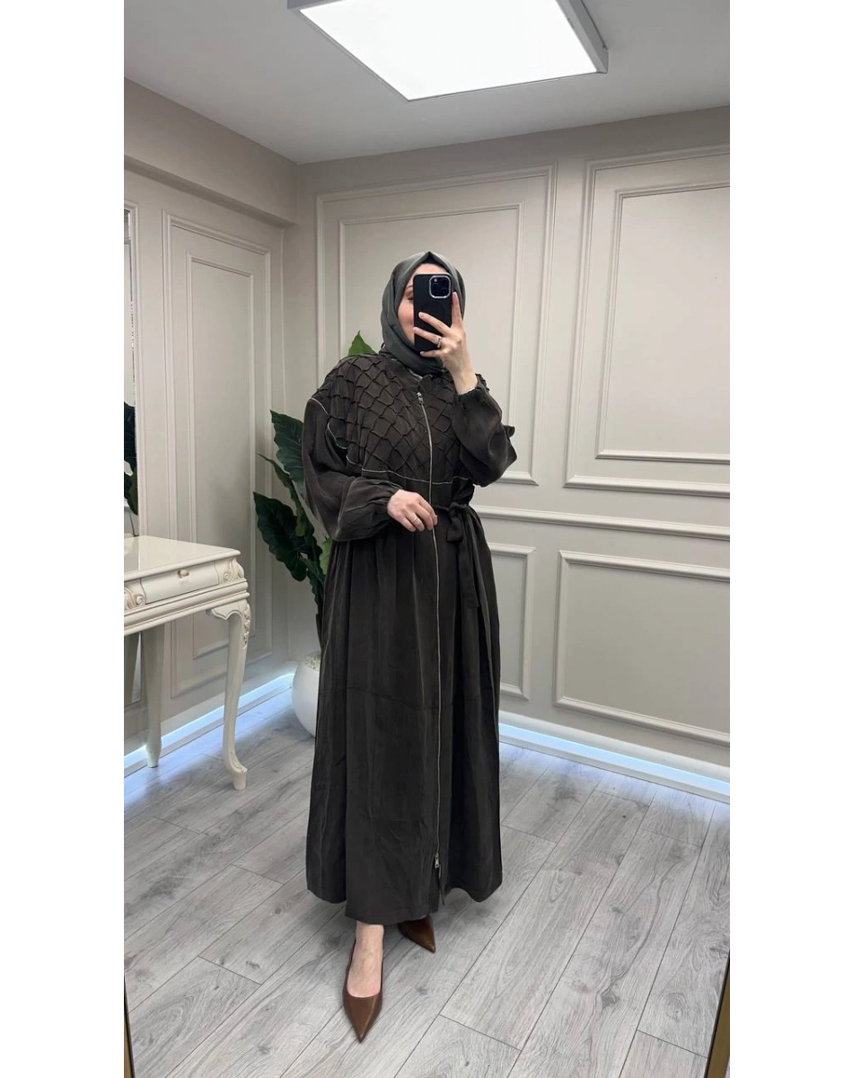 Misswhence 39505 Kahverengi Nervür Detaylı Kap