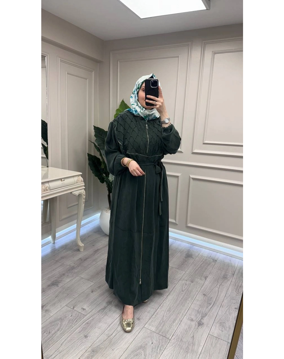 Misswhence 39505 Yeşil Nervür Detaylı Kap