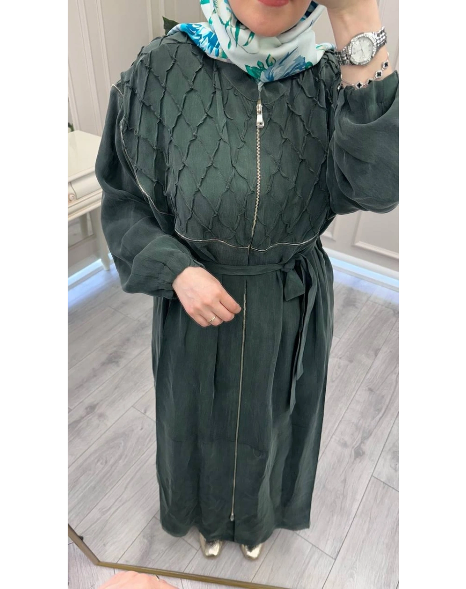 Misswhence 39505 Yeşil Nervür Detaylı Kap