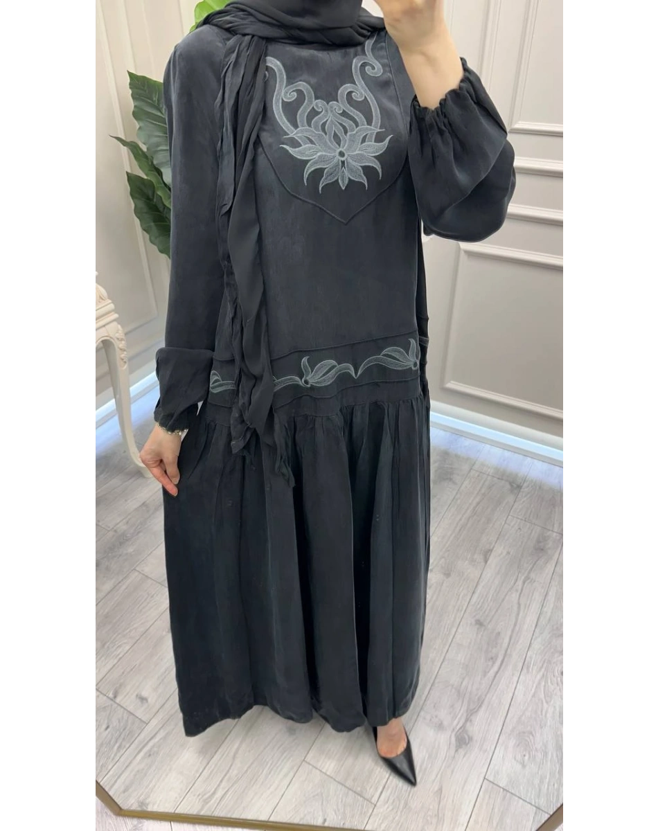 Misswhence 39820 Siyah İşlemeli Elbise