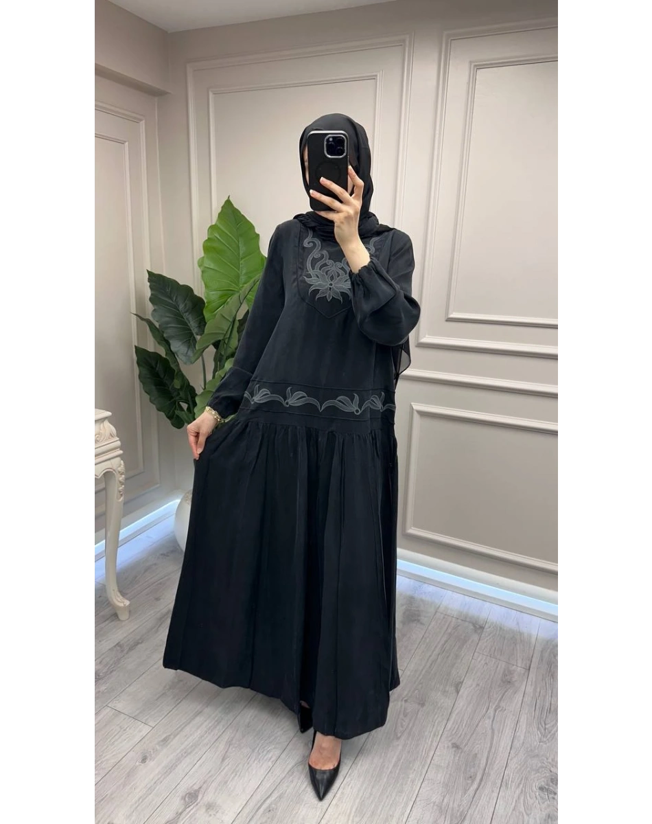 Misswhence 39820 Siyah İşlemeli Elbise