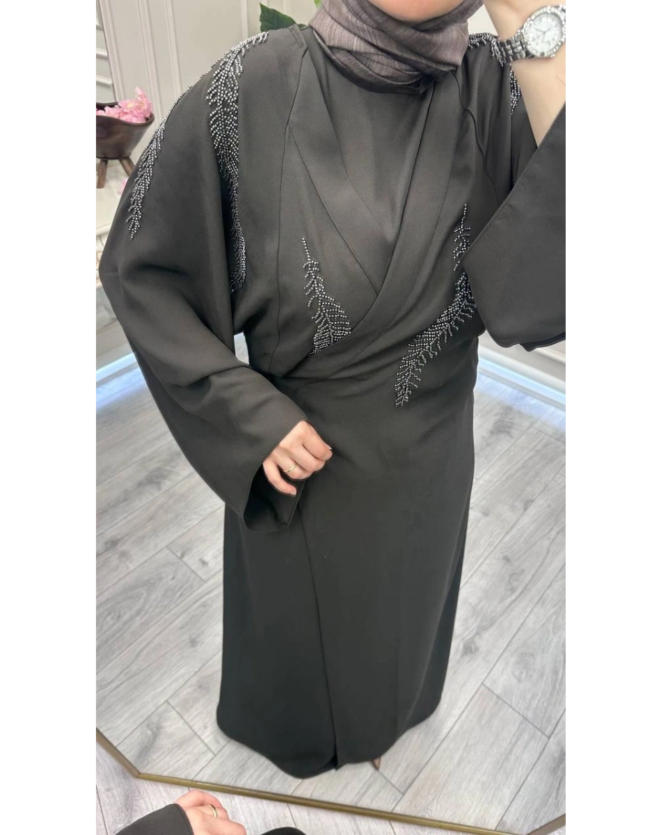 Ghisa 3610T9187 Kahve İç Elbiseli Abaya