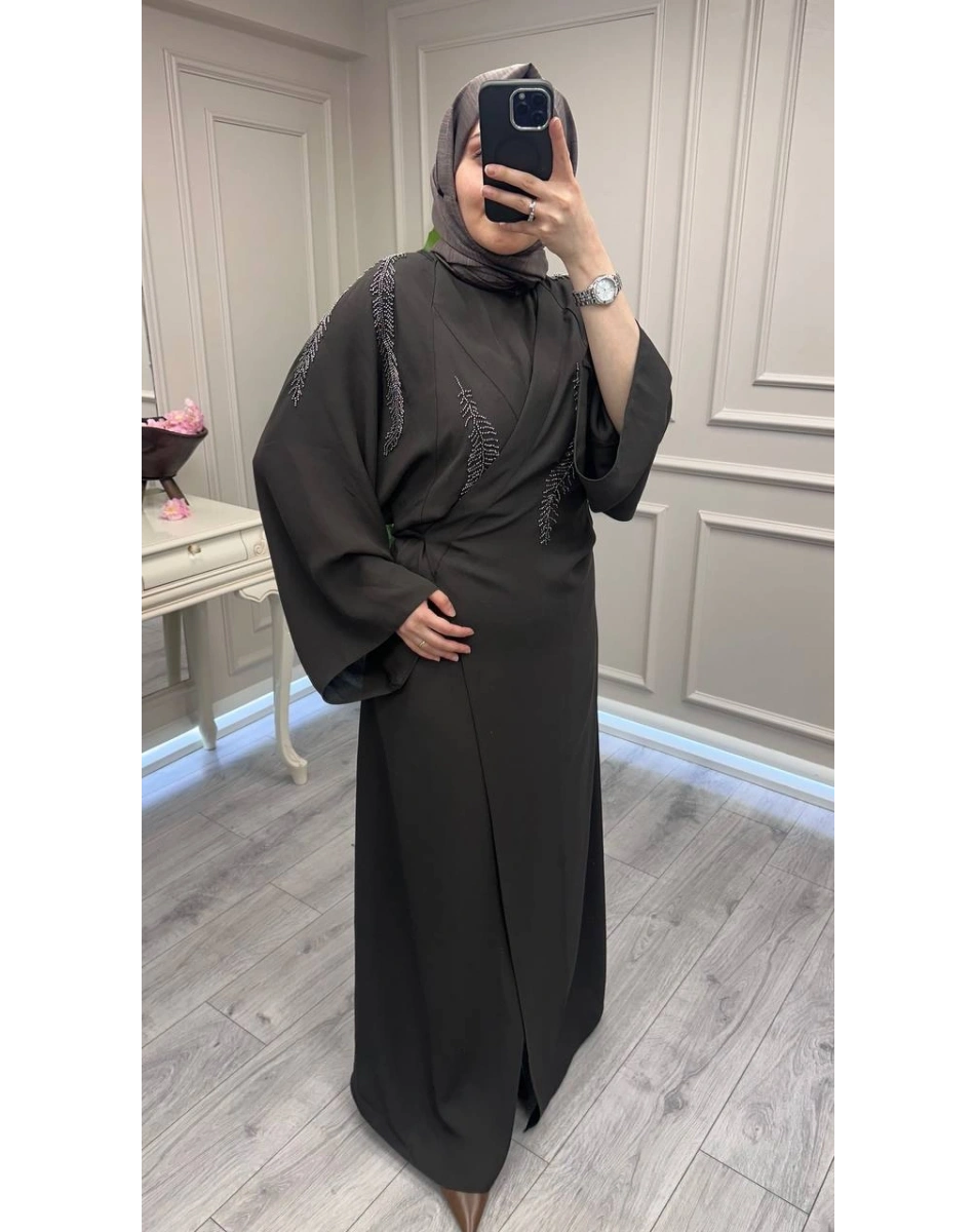 Ghisa 3610T9187 Kahve İç Elbiseli Abaya