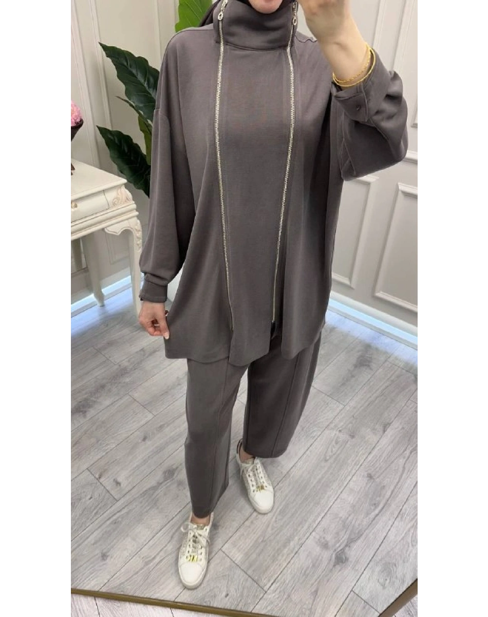 Ghisa 3610T9241 Açık Kahve Fermuar Detaylı İkili Takım