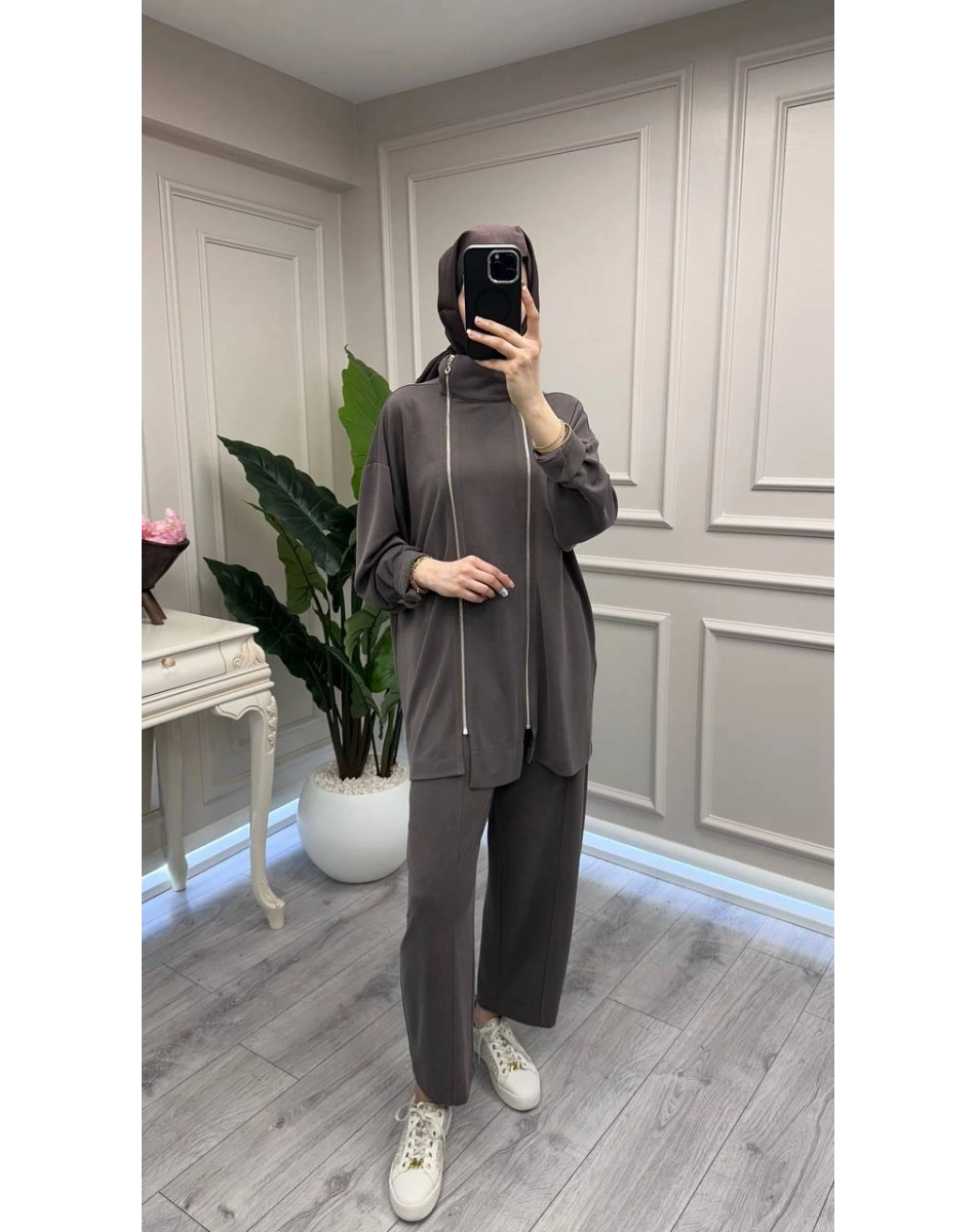 Ghisa 3610T9241 Açık Kahve Fermuar Detaylı İkili Takım