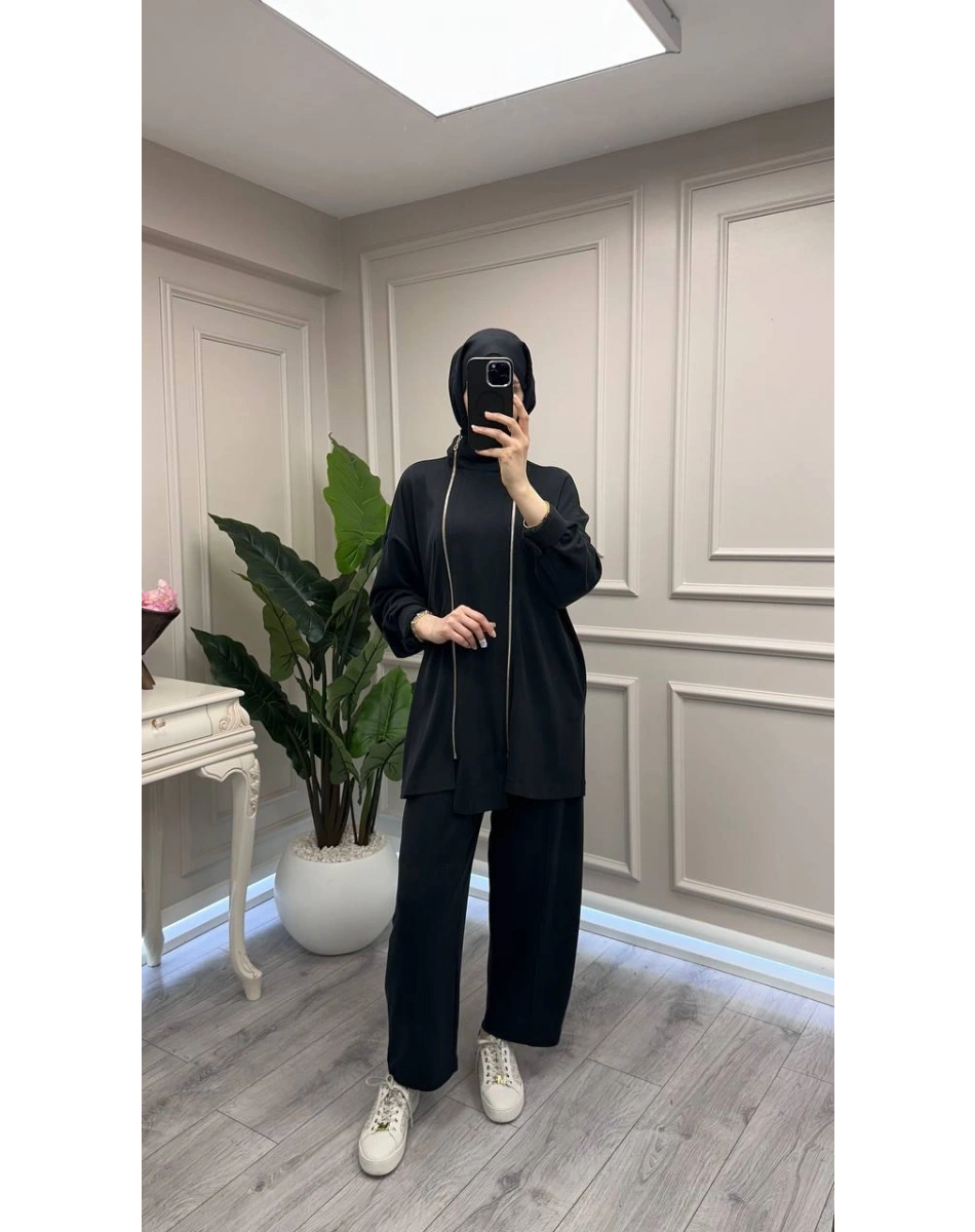 Ghisa 3610T9241 Siyah Fermuar Detaylı İkili Takım