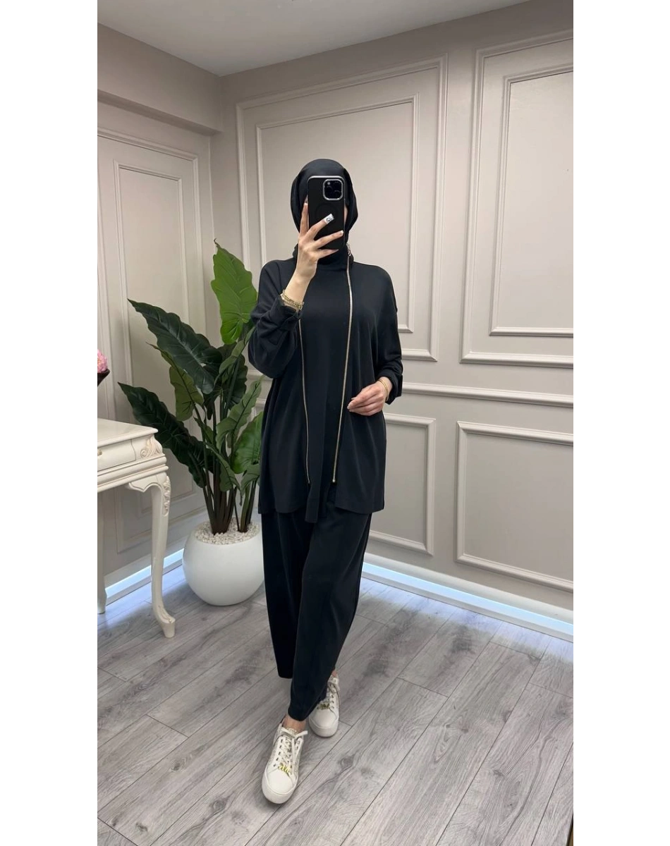 Ghisa 3610T9241 Siyah Fermuar Detaylı İkili Takım