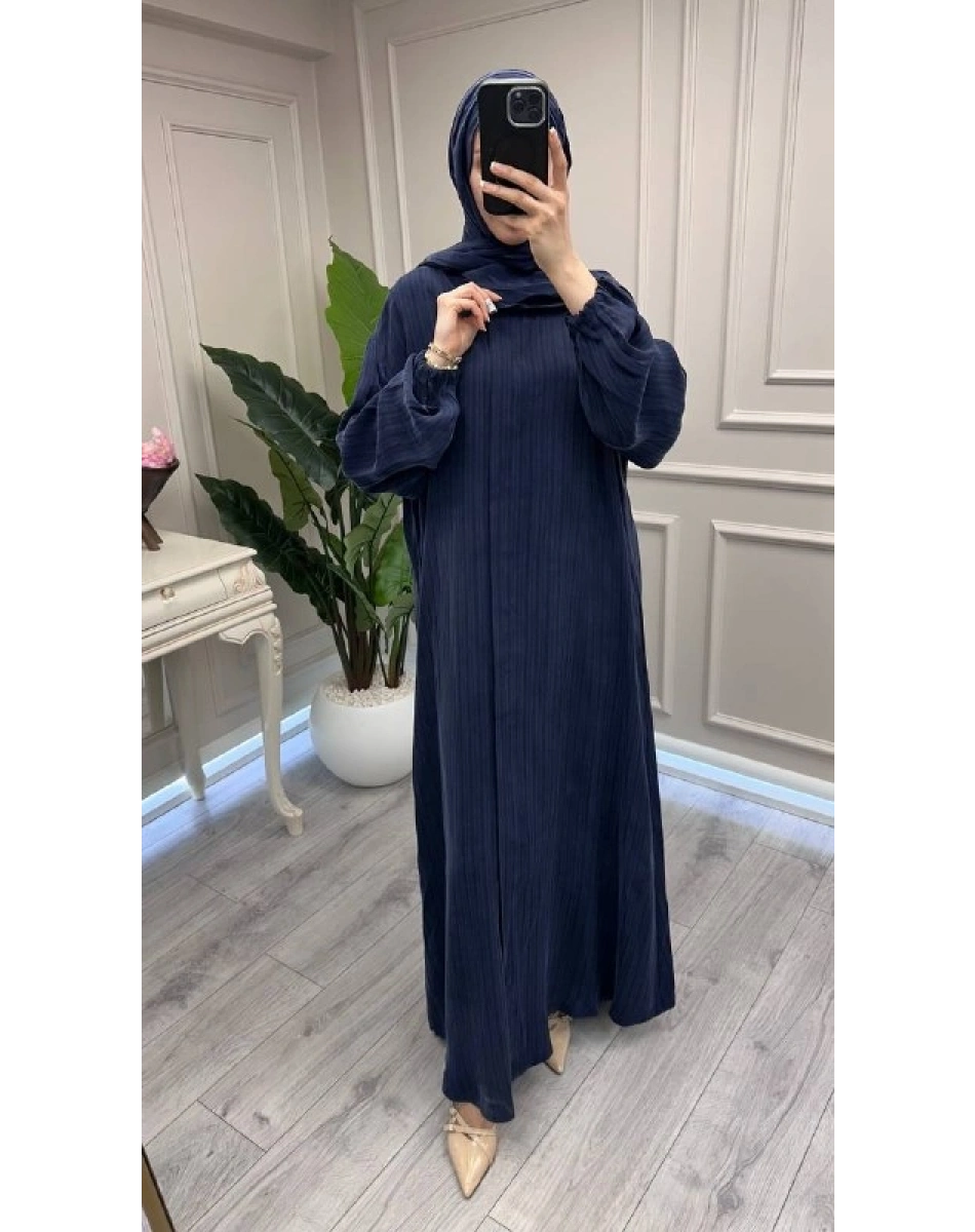 Misswhence 39514 Lacivert Çizgi Detaylı Şallı Ferace