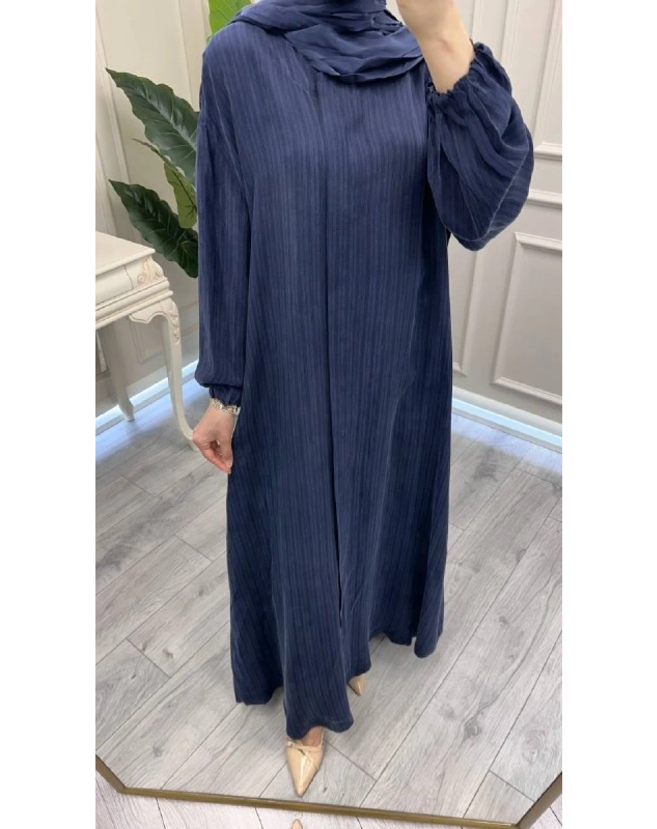 Misswhence 39514 Lacivert Çizgi Detaylı Şallı Ferace